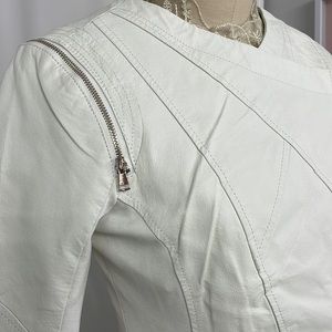 White leather jacket!